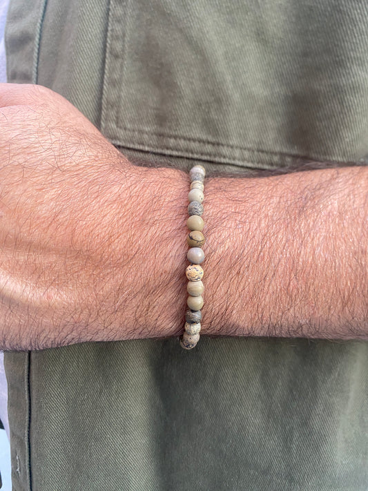 Bracelet pour homme en pierre naturelle : Jaspe vert