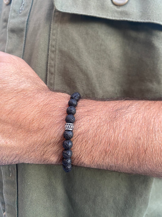Bracelet pour homme en pierre naturelle : Pierre de lave