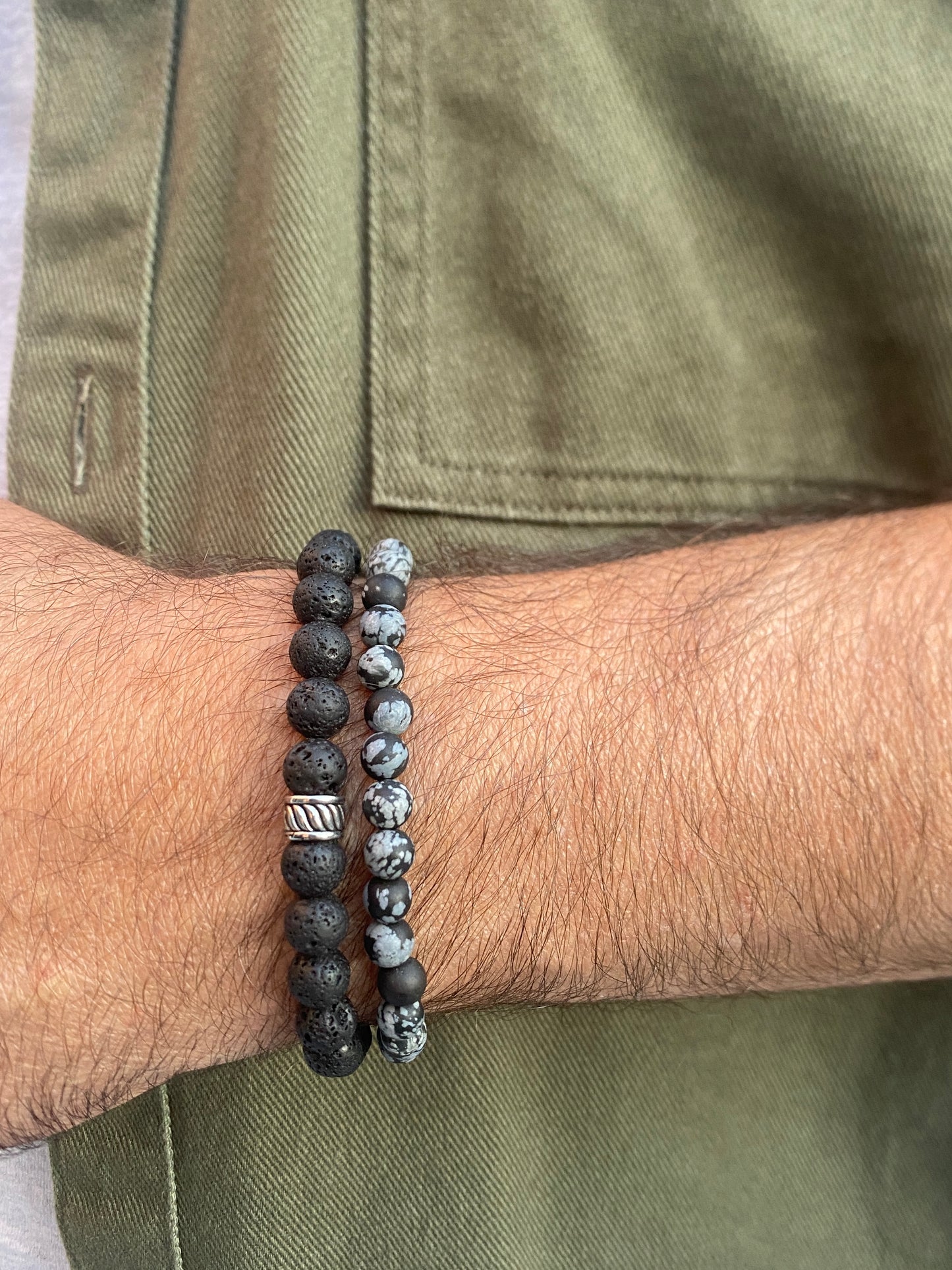 Bracelet pour homme en pierre naturelle : Pierre de lave