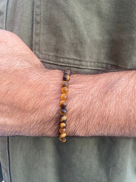 Bracelet pour homme en pierre naturelle : Oeil de tigre