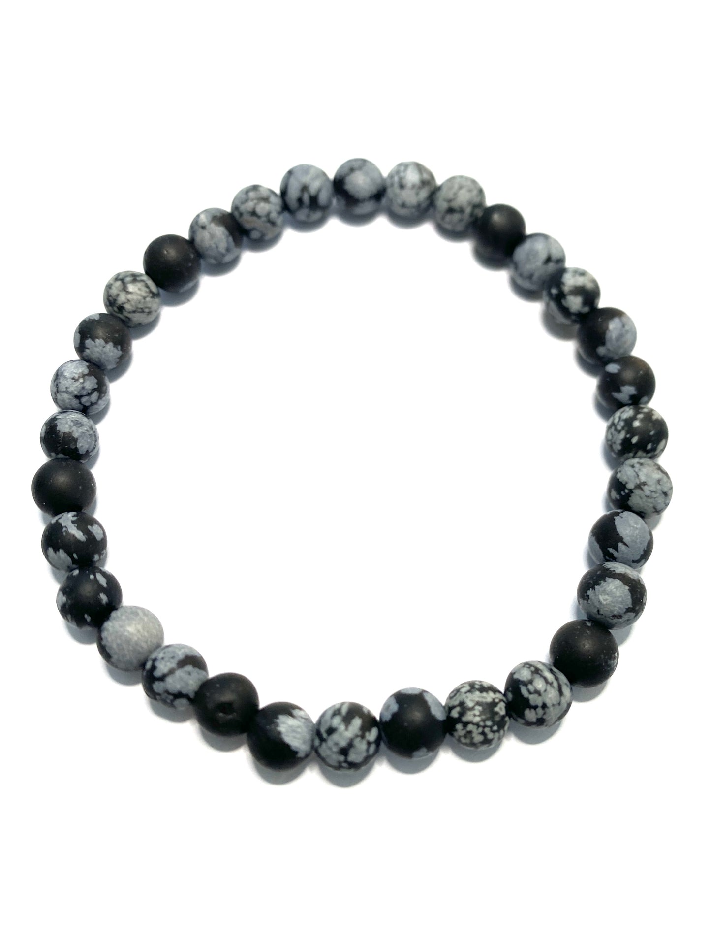 Bracelet pour homme en pierre naturelle: Obsidienne Neige