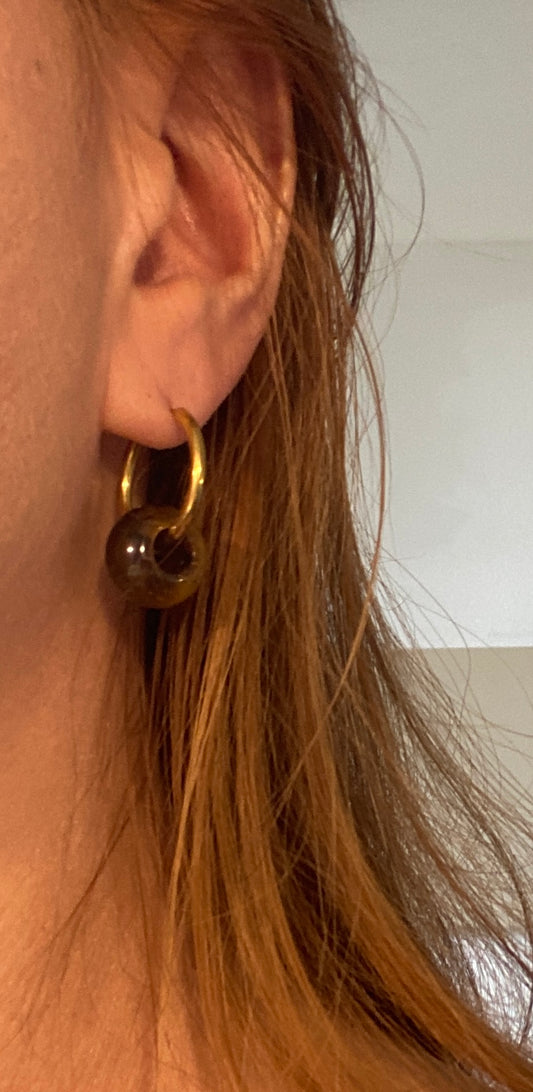 Boucles d’oreilles donuts en pierre naturelle: Œil de tigre