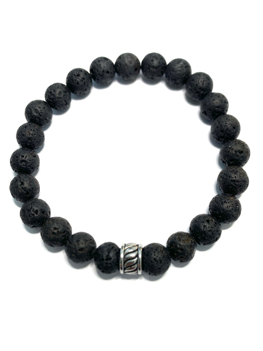 Bracelet pour homme en pierre naturelle : Pierre de lave