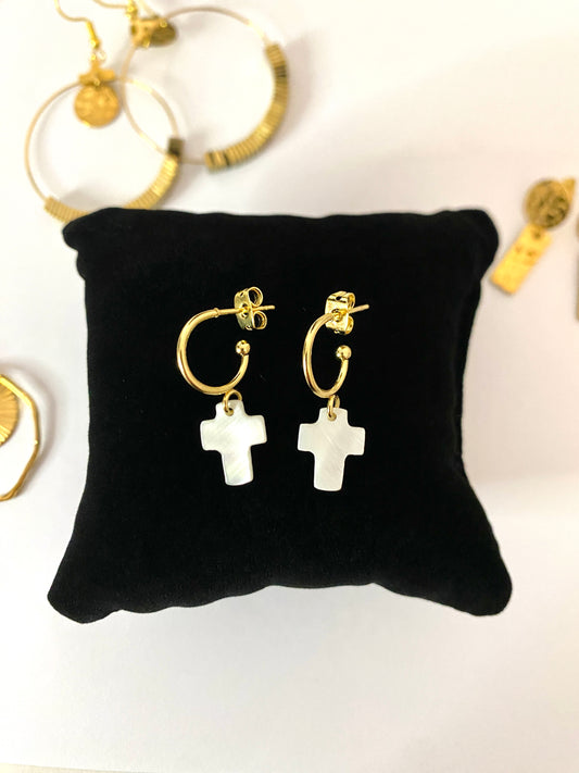 Boucles d’oreilles White cross