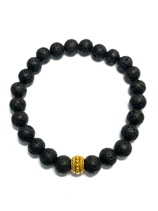 Bracelet pour homme en pierre naturelle : Pierre de lave