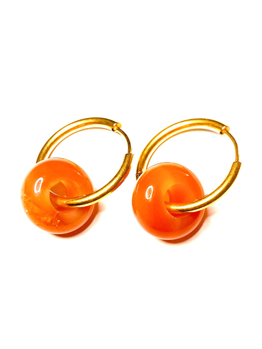 Boucles d’oreilles donuts en pierre naturelle : Cornaline